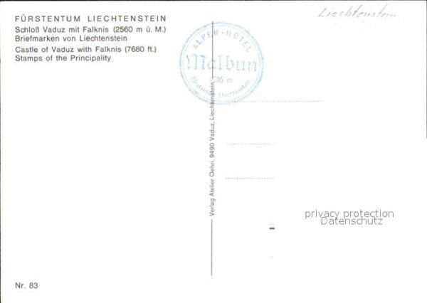 Briefmarken auf Postkarte Fürstentum Liechteinstein Schloss Vaduz – Bild 2