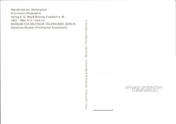 Lithographie Wandbilddruck Mutterglück Verlag E. G. – Bild 2