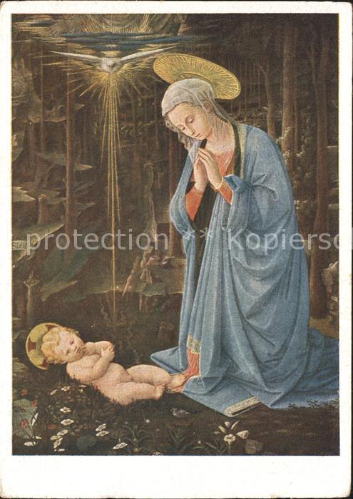 Religion Maria das Kind anbetend Künstlerkarte F