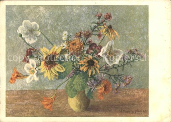 Muntwyler H. A. Blumen auf grauem Grund