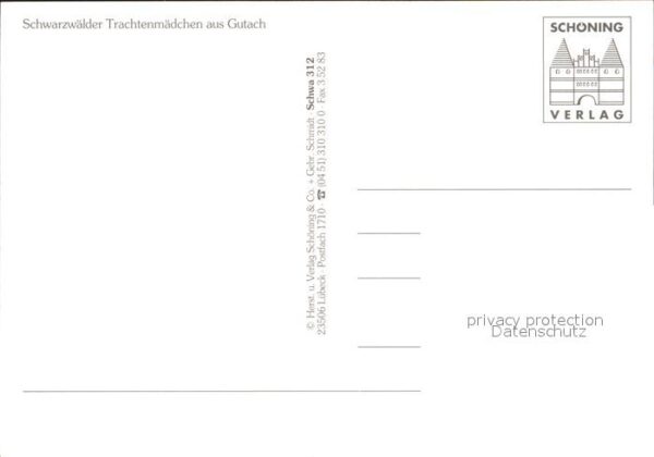 Trachten Schwarzwald Gutach Bollenhut - P O S T K A R T E - – Bild 2