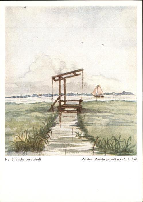 Kuenstlerkarte C. F. Riet Holländische Landschaft Mit