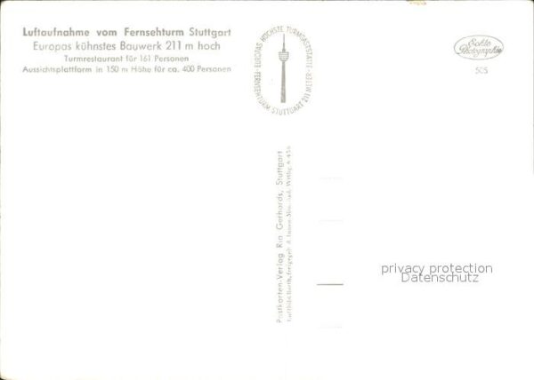 Fernsehturm Funkturm Stuttgart Fliegeraufnahme – Bild 2