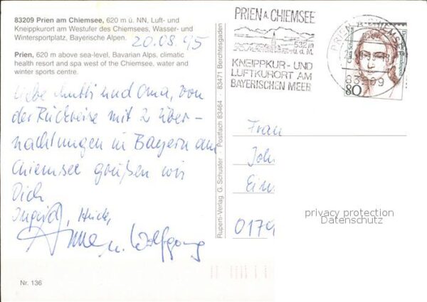Prien Chiemsee Stadtblick Kirche Eisenbahn Fahrgastsch – Bild 2