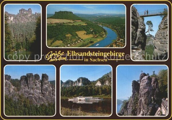 Saechsische Schweiz Amselsee mit Lokomotive Lilienstein Fel