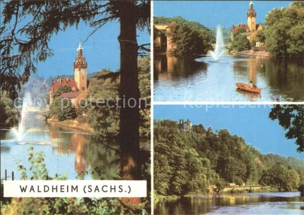 Waldheim Sachsen Kirche Gondelteich Fontäne