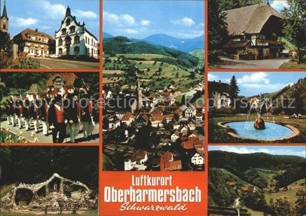Oberharmersbach Rathaus Kirche Parade Totalansicht Schw