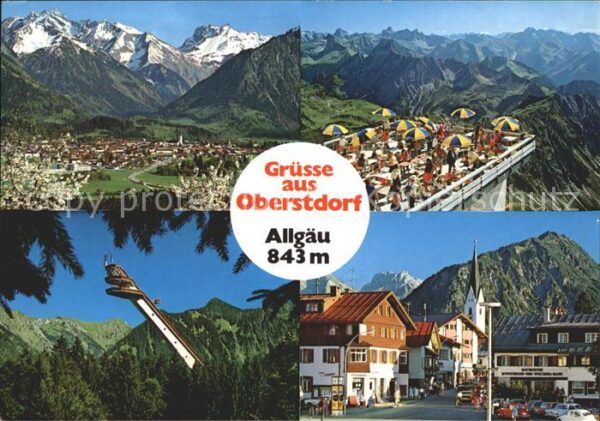 Oberstdorf Totalansicht mit Allgäuer Alpen Nebelho