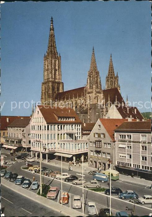 Ulm Donau Teilansicht mit Ulmer Münster