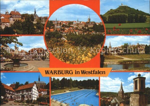 Warburg Westfalen Teilansicht Stadtblick Schloss Brunnen