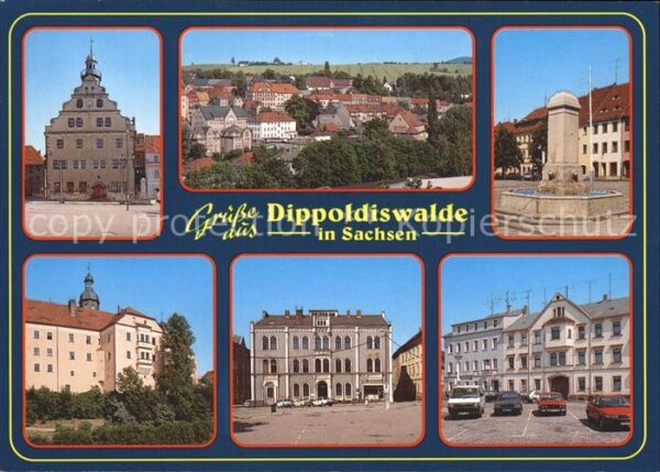 Dippoldiswalde Osterzgebirge Rathaus Teilansicht Brunnen PdF Platz d