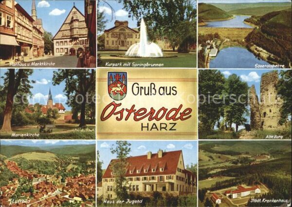 Osterode Harz Rathaus Marktkirche Kurpark Springbrunn
