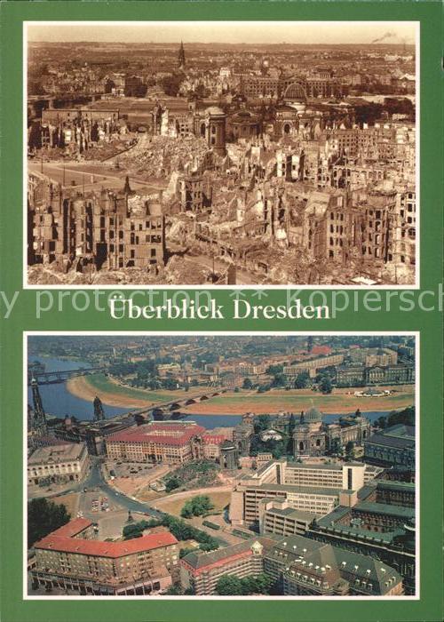 Dresden 1949 und heute Blick vom Rathausturm mi