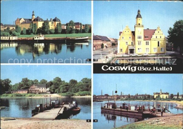 Coswig Sachsen Schloss Elbfähre Rathaus Elbepartie