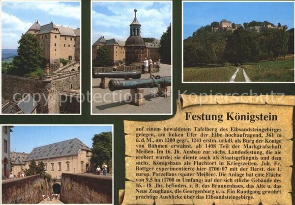 Koenigstein Saechsische Schweiz Teilansicht Segerturm Festung Haupteing
