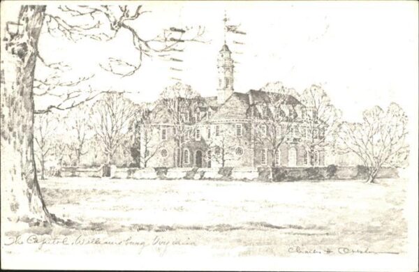 Williamsburg Virginia Colonial Capitol Drawing Künstlerkarte