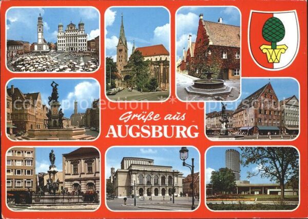 Augsburg Perlachturm Rathaus Kirche Brunnen Webe