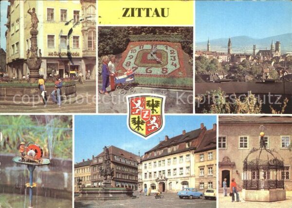 Zittau Brunnen Blumenuhr Teilansicht Schleifer