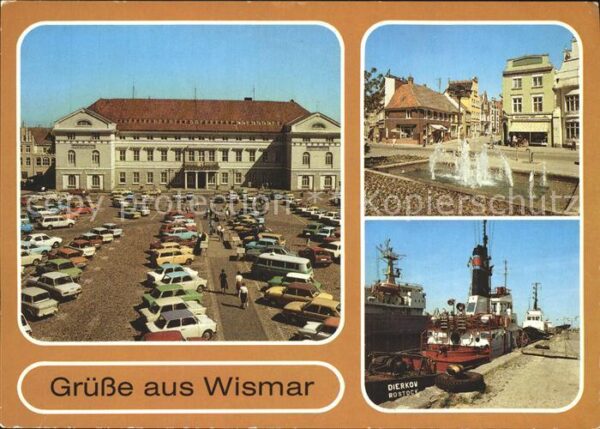 Wismar Mecklenburg Marktplatz Rathaus Wasserspiel Krämerst