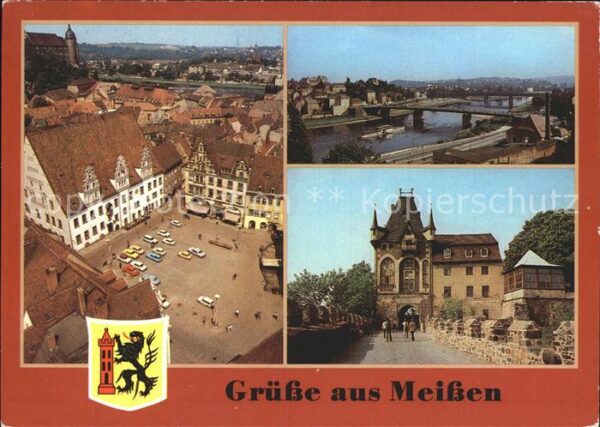 Meissen Elbe Sachsen Blick vom Turm der Frauenkirche Burgbli
