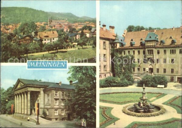 Meiningen Thueringen Übersicht Theater Schlosshof Brunnen
