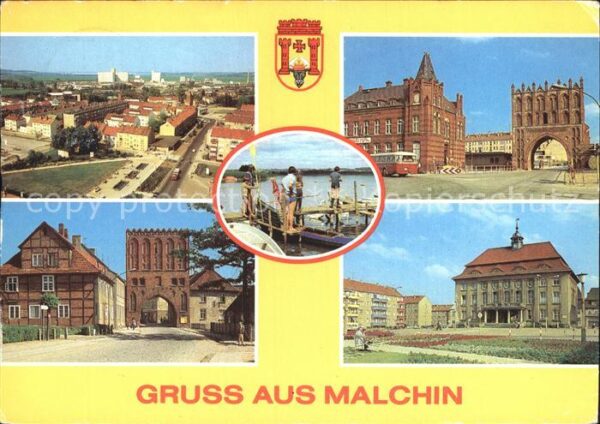 Malchin Demmin Stadtübersicht See Kalensches Tor Stein