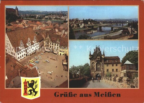 Meissen Elbe Sachsen Blick vom Turm der Frauenkirche Burgbli