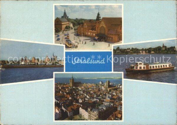 Stralsund Mecklenburg Vorpommern Ansicht vom Meer aus Bahnhof Boot Stadt
