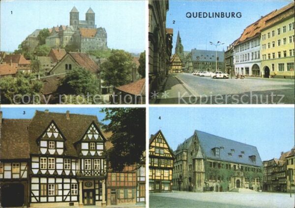 Quedlinburg Blick vom Münzenberg Schloss Markt Klop