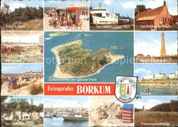 Borkum Greune Stee Strand Hafen Haus Leuchttur