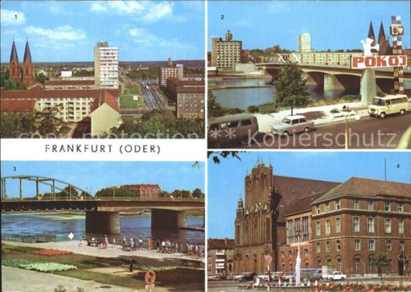 Frankfurt Oder Blick vom Hochhaus Polnisches Ufer Brüc