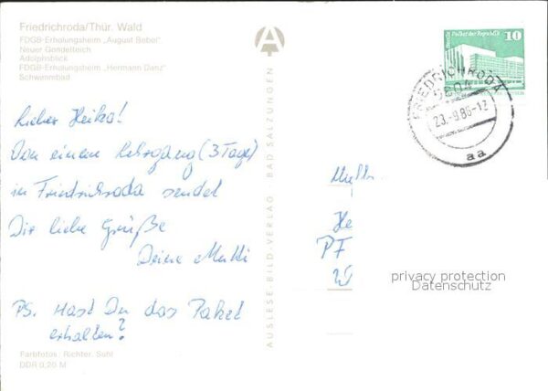 Friedrichroda FDGB Erholungsheime Gondelteich Adolphs – Bild 2