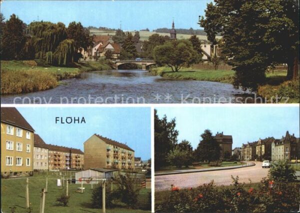Floeha Partie am Fluss Wohnblocks Strassenpart