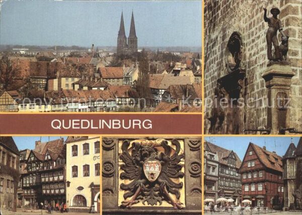 Quedlinburg Blick vom Burgberg Kirche Brunnenfigur