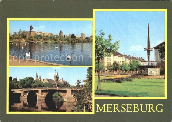 Merseburg Saale Gotthardteich Schwäne Schlossbergensemb