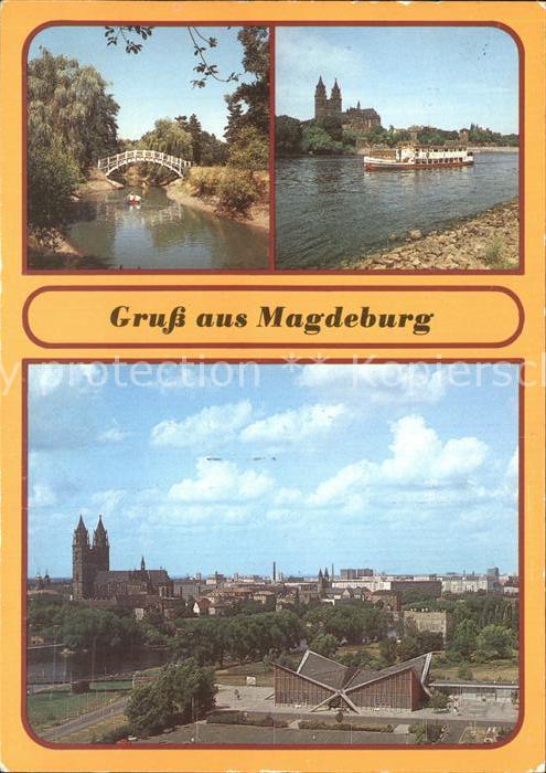 Magdeburg Brücke Kulturpark Rotehorn Dampfer Dom