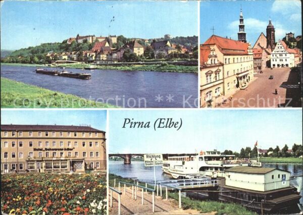 Pirna Uferpartie an der Elbe Markt Rathaus Ho