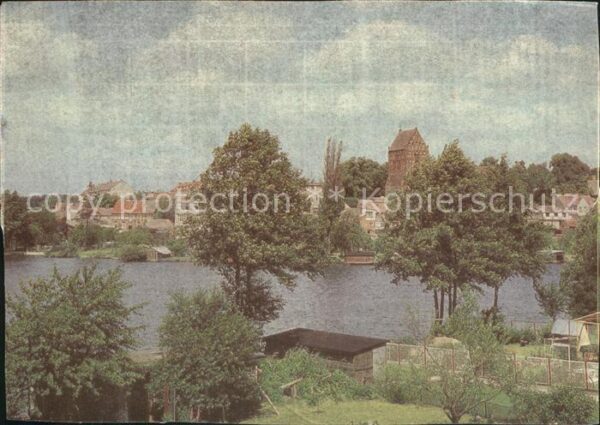 Lychen Blick über den Stadtsee Kirche