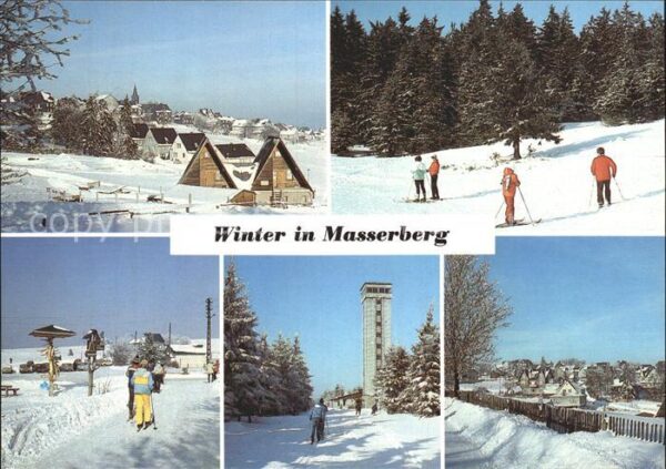 Masserberg im Winter Skifahrer Aussichtsturm Renns