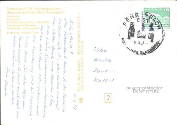 Fehrenbach Thueringer Wald Teilansicht Erholungsheim Fritz Sattler – Bild 2