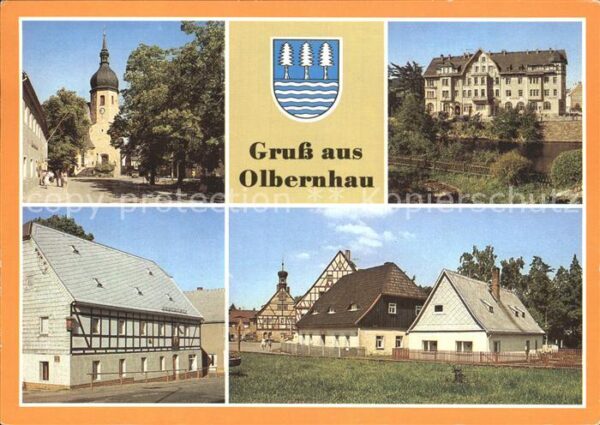 Olbernhau Erzgebirge Kirche Rathaus Gaststätte Wilder Mann S