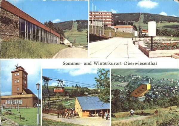 Oberwiesenthal Erzgebirge Hallenschwimmbad Blick zum Fichtelberg