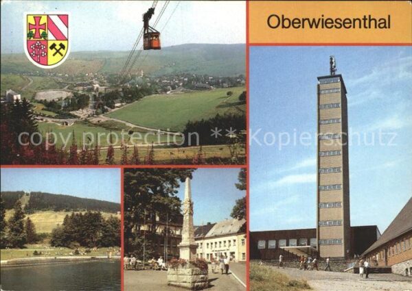 Oberwiesenthal Erzgebirge Freibad Markt mit Postmeilensäule Ficht