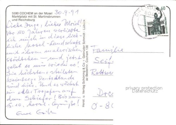 Cochem Mosel Marktplatz Sankt Martinsbrunnen Reichsb – Bild 2