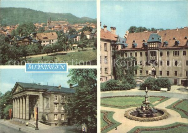 Meiningen Thueringen Übersicht Theater Schlosshof mit Brunne