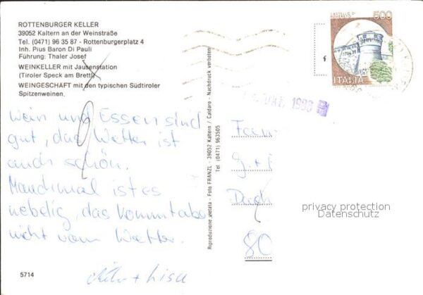 Kaltern Weinstrasse Tirol Rottenburger Keller – Bild 2