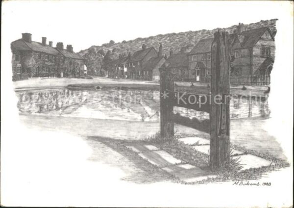 Hertfordshire Stocks and Greyhound Künstlerkarte