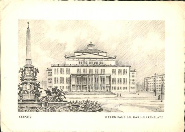 Leipzig Opernhaus Karl-Marx-Platz Künstlerkarte