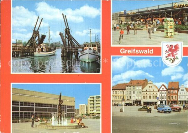 Greifswald Mecklenburg Vorpommern Wiecker Klappbrücke Kaufhalle 8. Mai Pl