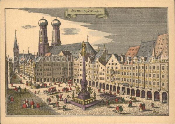 Muenchen Marienplatz Stich von M. Merian